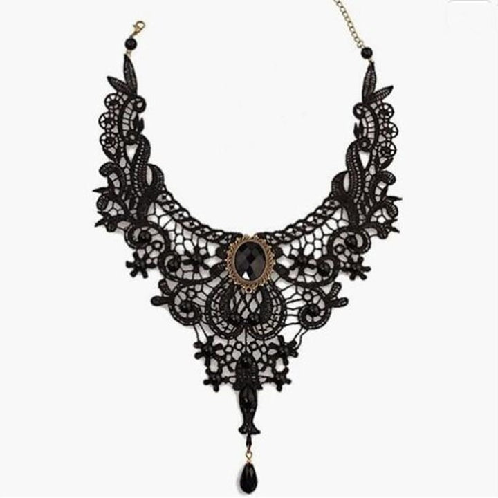 Fabric choker necklace, black, red or white