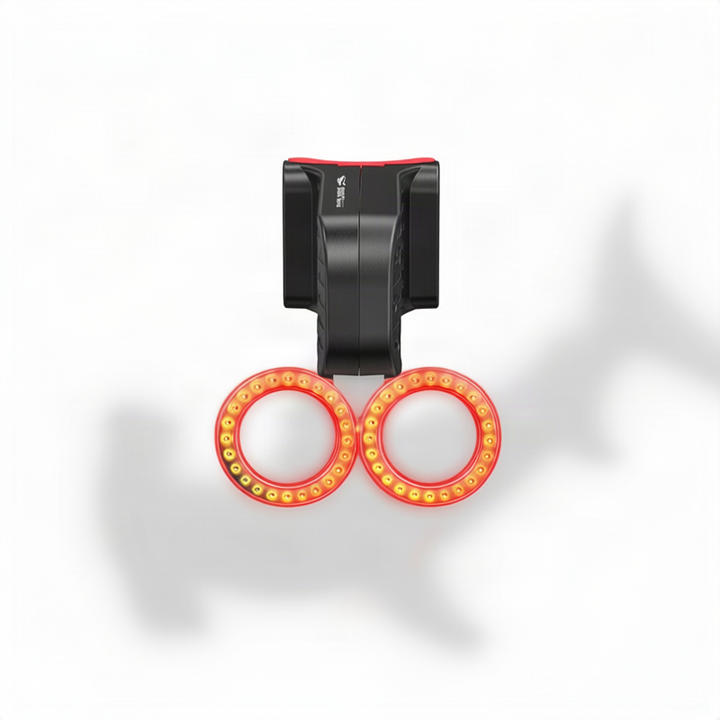Bicycle rear light with flowing light effect, USB-C