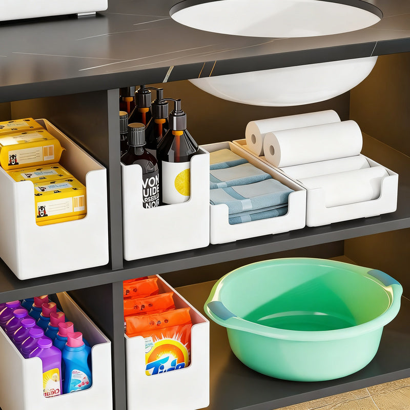 Plastic storage box for kitchen and cabinet