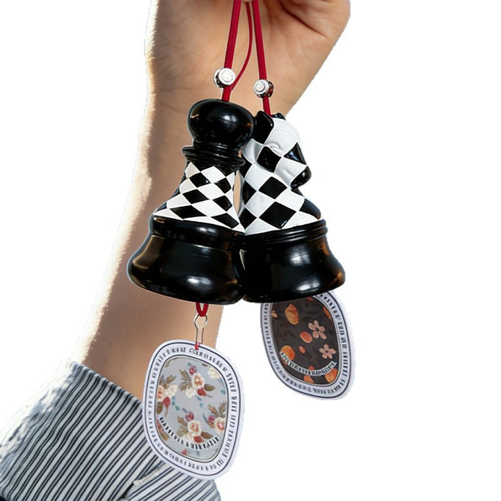 Fragrance hanger for rearview mirror, checkerboard design