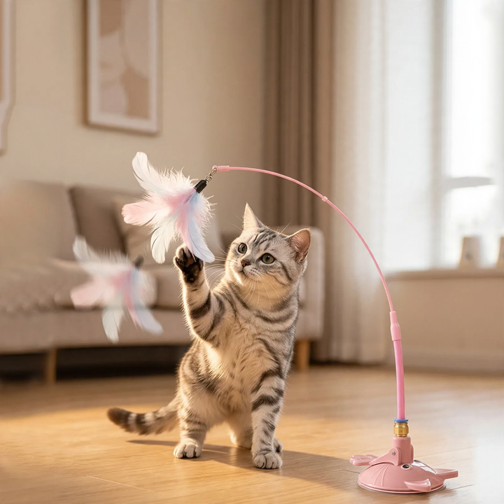 Cat toy with feathers and bell