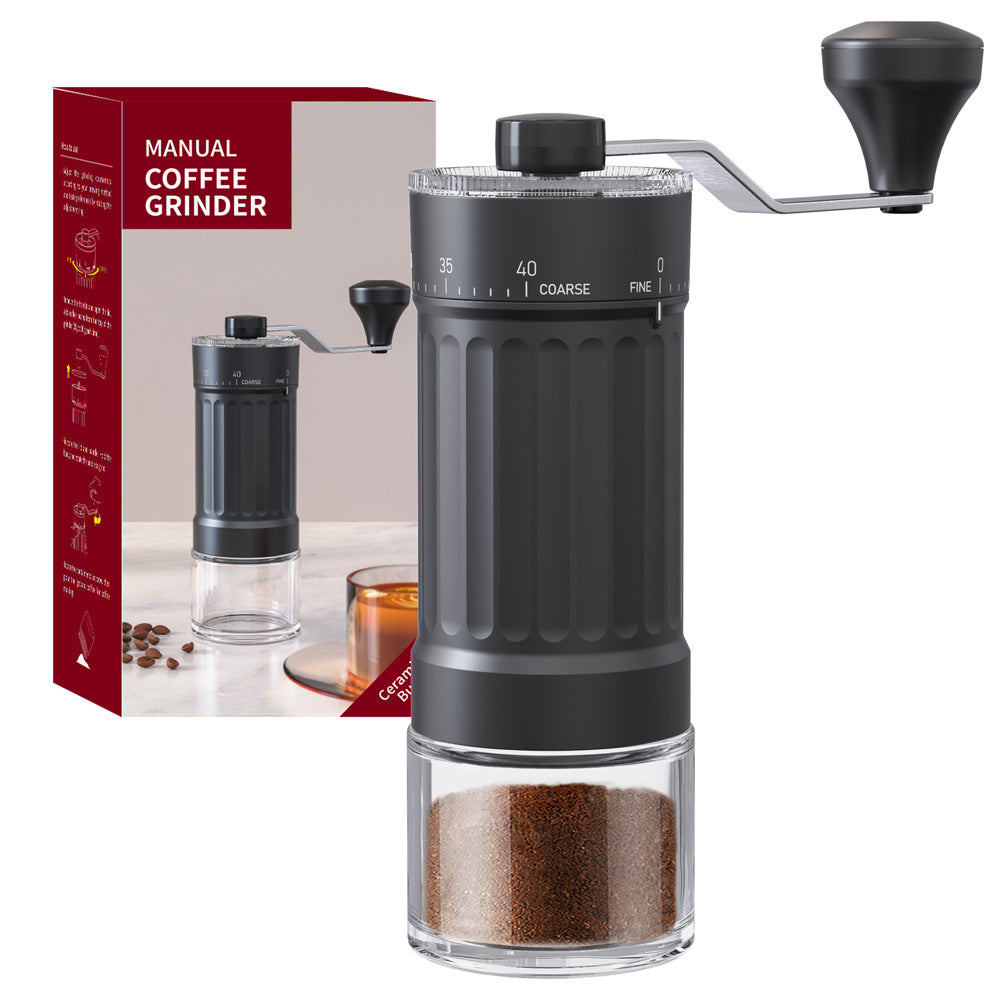 Hand coffee grinder with CNC grinding mechanism and brush
