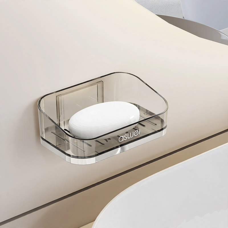 Wall-mounted soap dish with suction cup, stackable