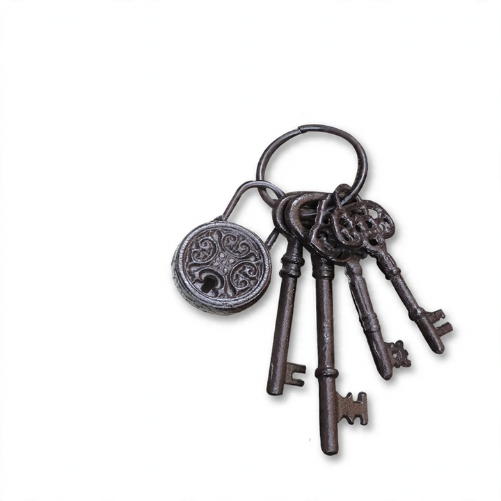 Iron wall hooks with key motifs