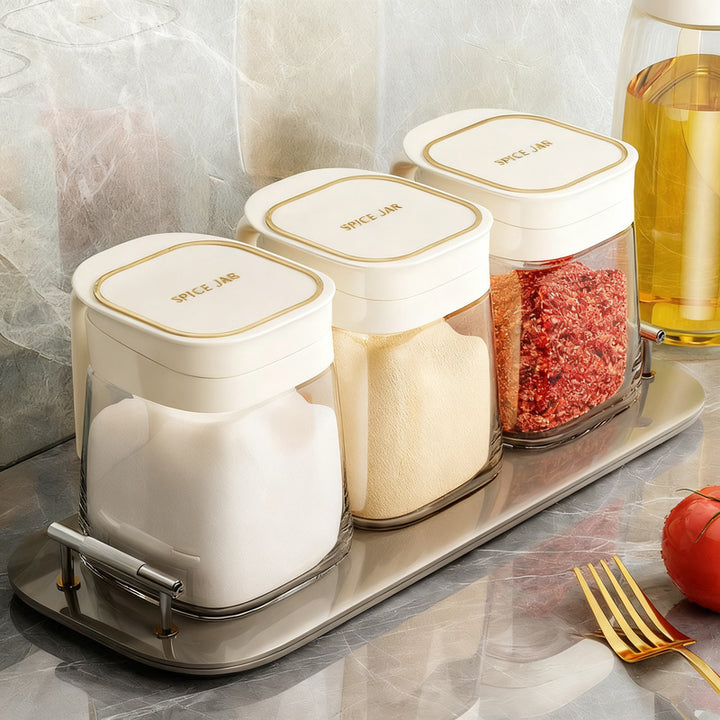 Glass spice boxes with lid, modern