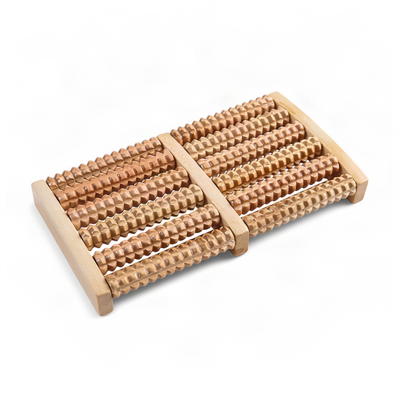 ALPENHAUCH - Foot massage roller made of real wood with acupressure mat