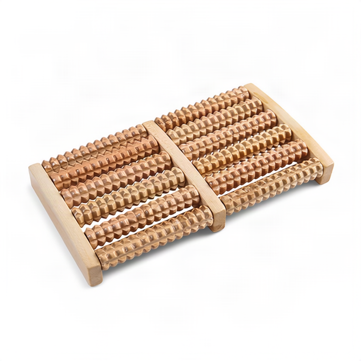 ALPENHAUCH - Foot massage roller made of real wood with acupressure mat