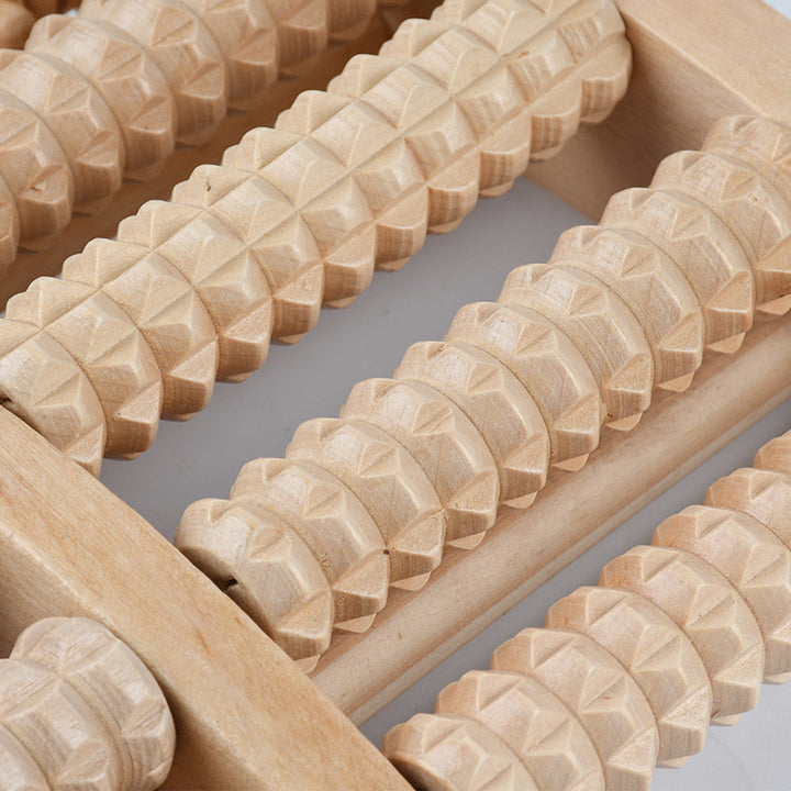 ALPENHAUCH - Foot massage roller made of real wood with acupressure mat
