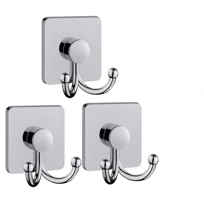 Stainless steel adhesive hooks, self-adhesive, no drilling