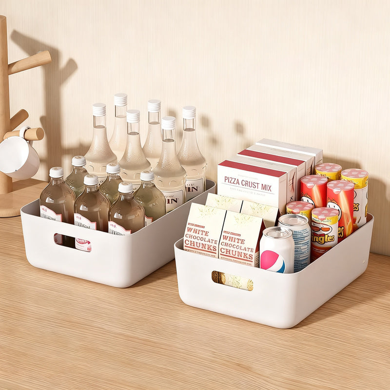 Plastic storage box for desk and cabinet