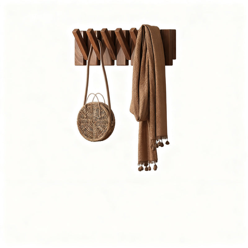 Wood Wall Rack Piano Keys Design, 4–12 Hooks
