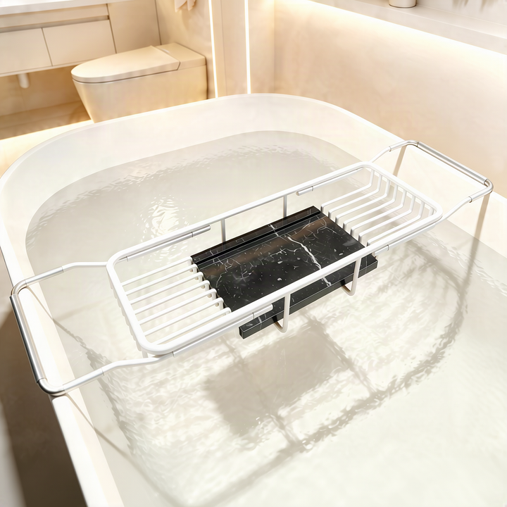 Expandable stainless steel bathtub rack