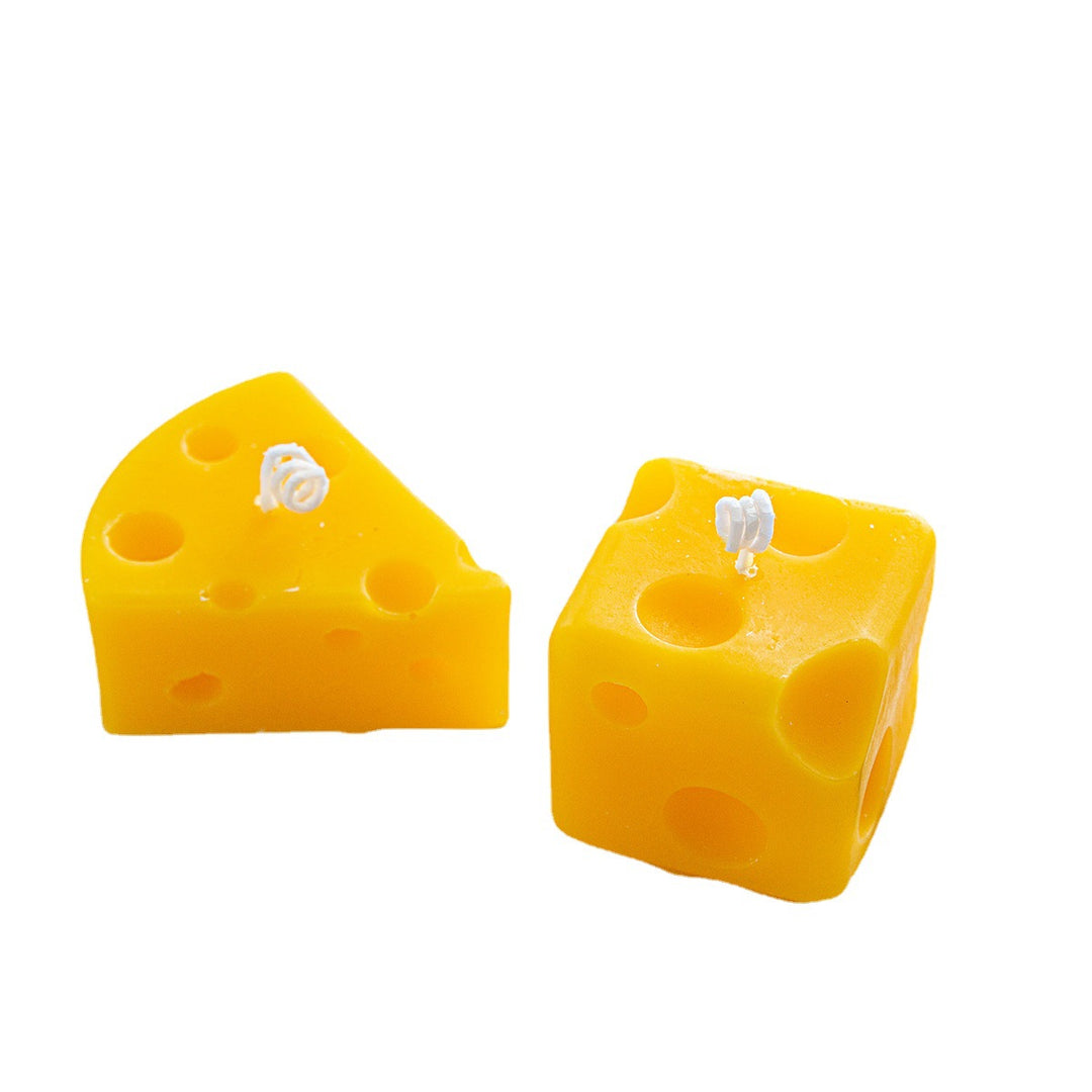 Scented candle in cheese shape made of soy wax