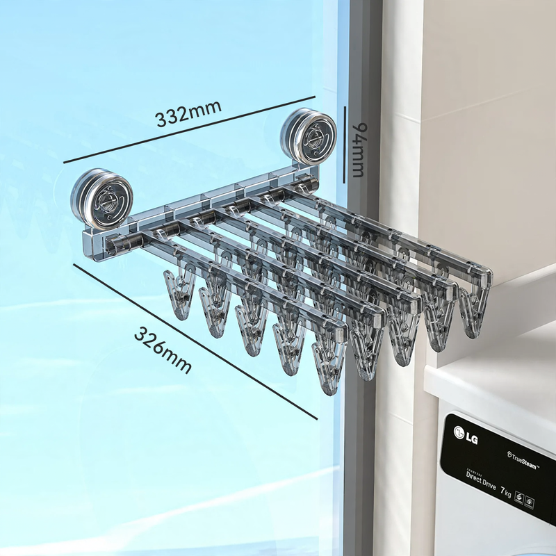 Clothes drying rack with suction cup, foldable, model YM.7002