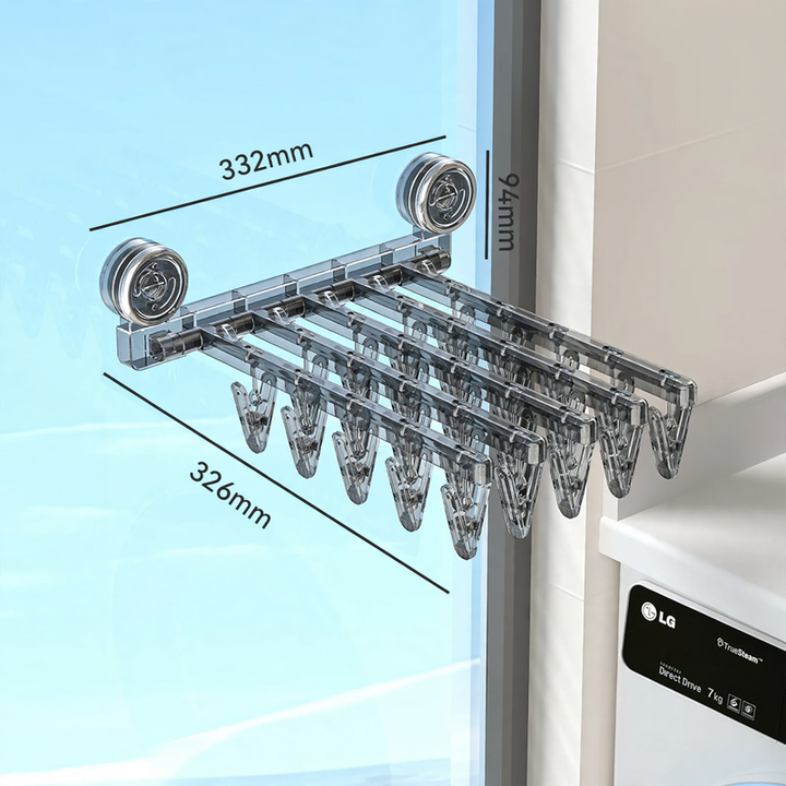 Clothes drying rack with suction cup, foldable, model YM.7002