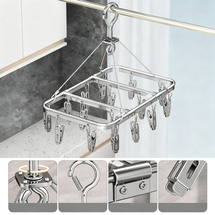 Sock drying rack with multiple clips