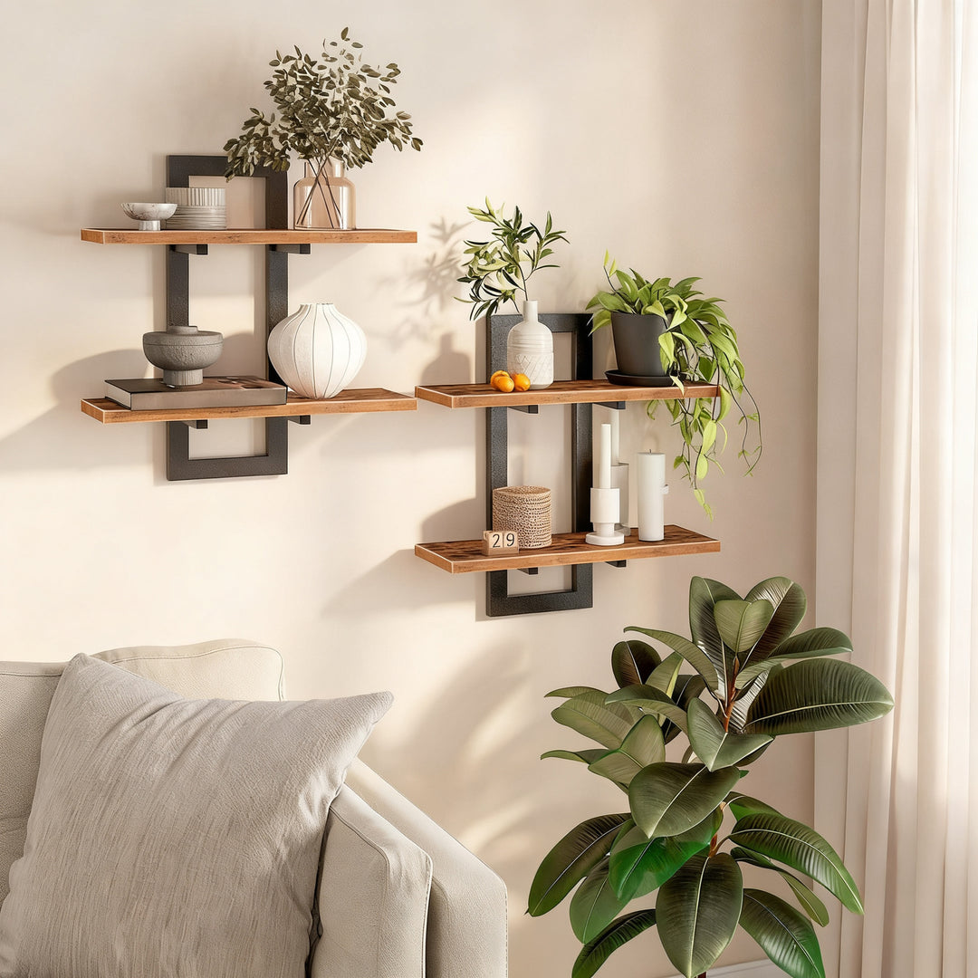 Wall shelf made of steel, floating design