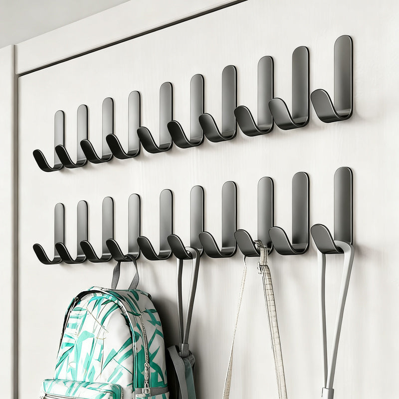 Aluminum wall hooks with adhesive surface