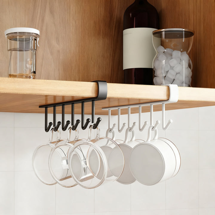 Kitchen hooks for under cabinets, 6-piece row