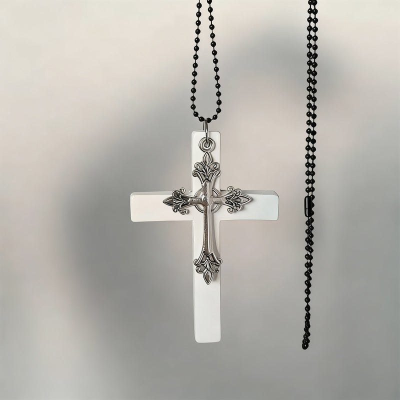 Alloy chain with large cross pendant