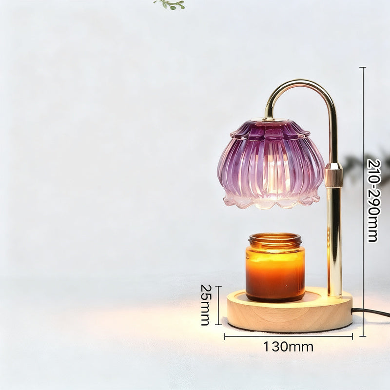 Wax melting lamp with wooden base