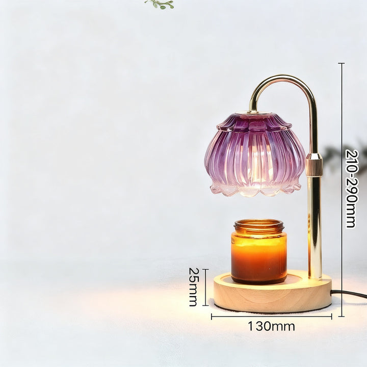 Wax melting lamp with wooden base