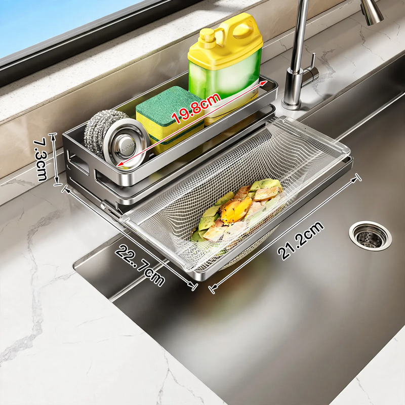 Kitchen shelf with drip grid and filter nets