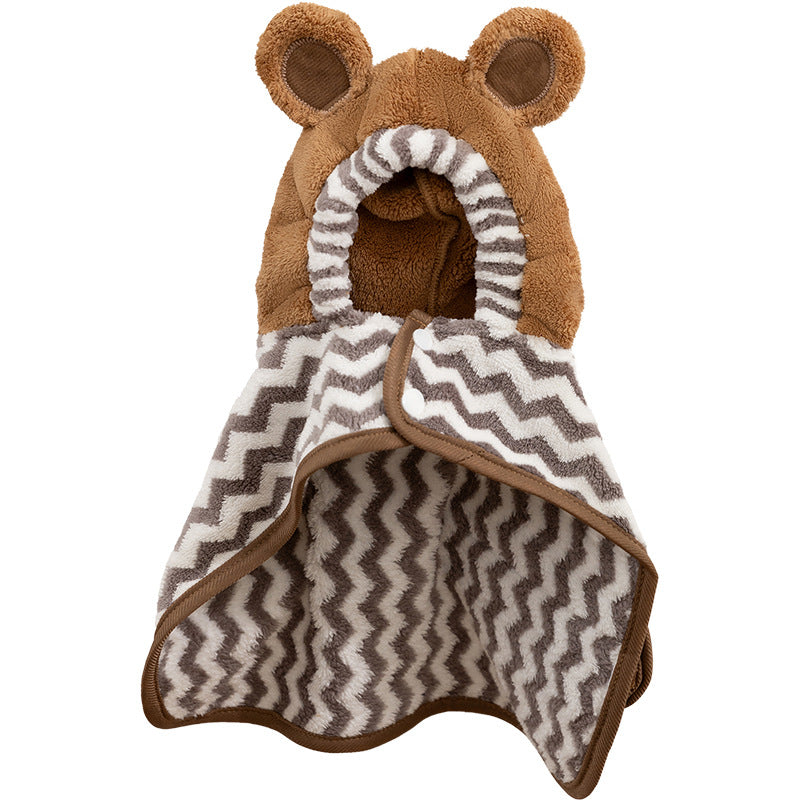 Pet bathrobe with hood, absorbent and quick-drying