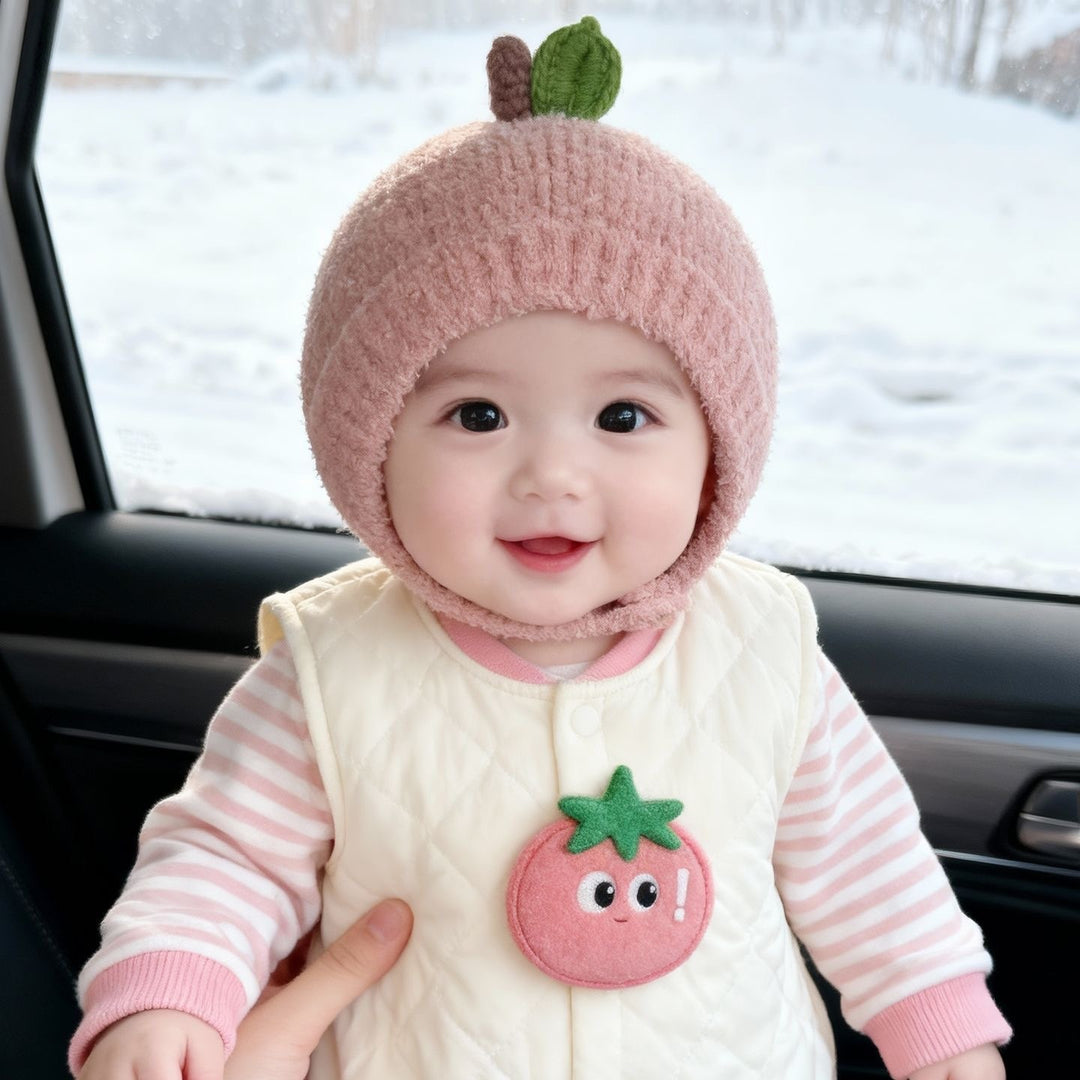 Children's hat with earflaps, knitted, warm
