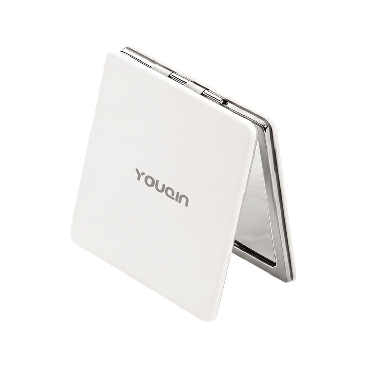Folding cosmetic mirror, double-sided