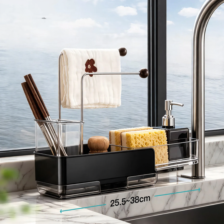 Stainless steel kitchen countertop, extendable, for sink