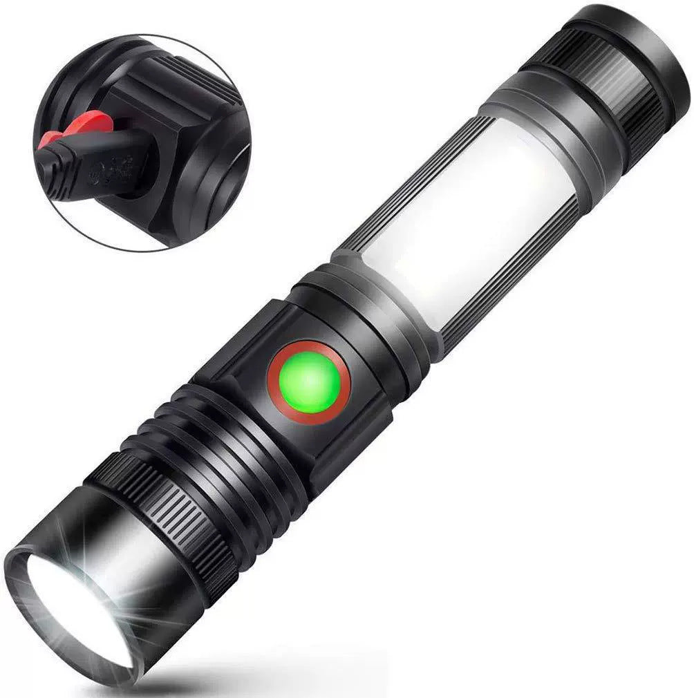 Compact aluminum flashlight with USB charging