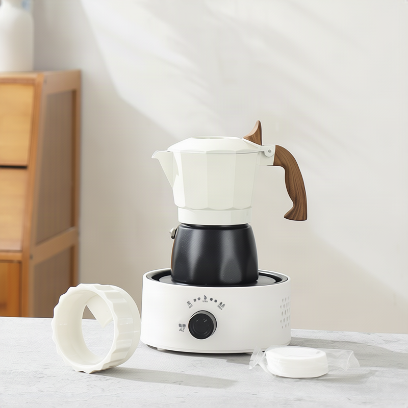 Espresso maker made of stainless steel