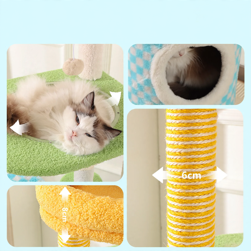Cat climbing tree, compact, with cave
