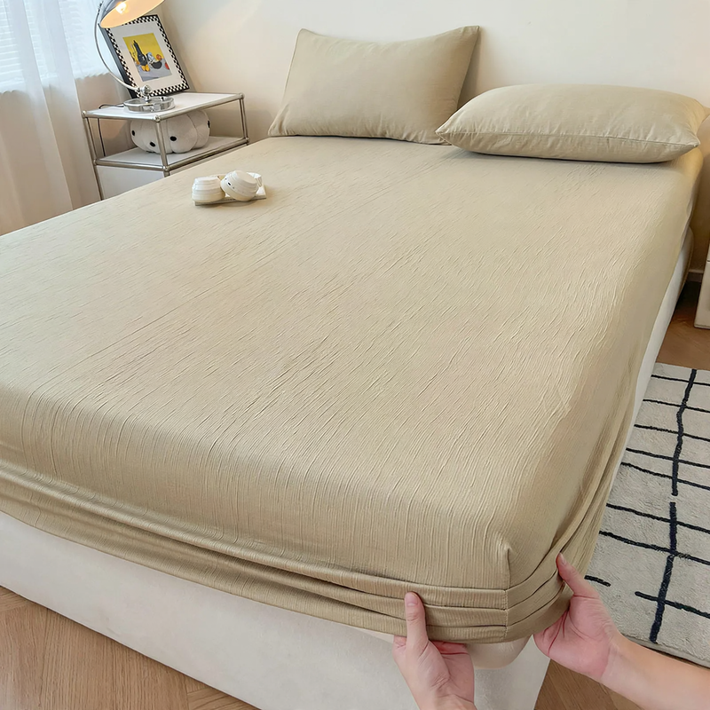 Cotton gauze fitted bed sheet, 3-piece, Japanese style