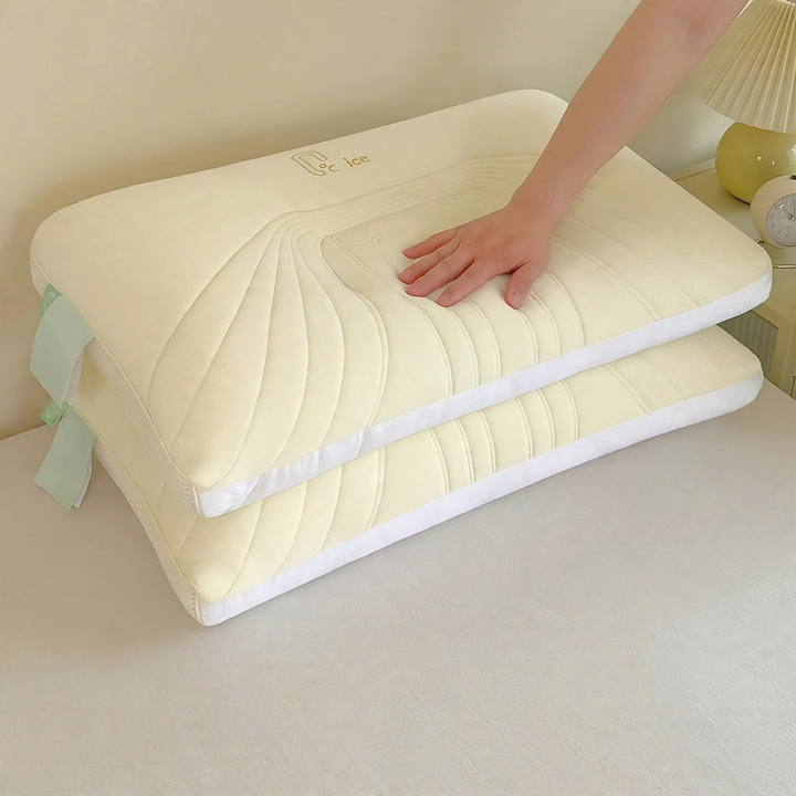 Cooling pillow with ice silk cover, ergonomic