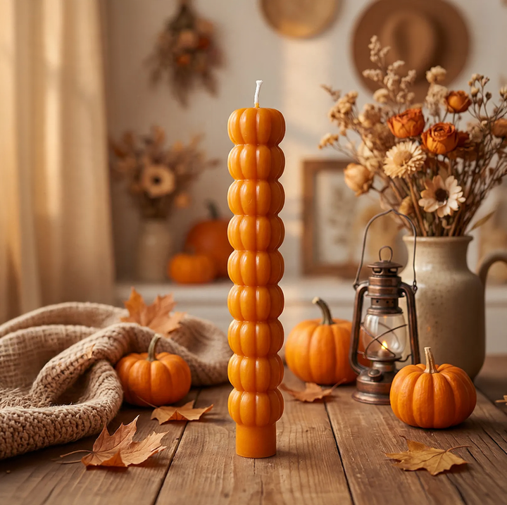 Handcrafted pumpkin scented candle with long stick