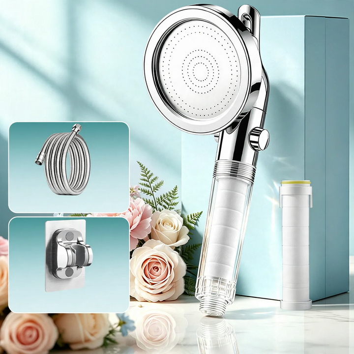 Shower head with pressure boost and swivel joint