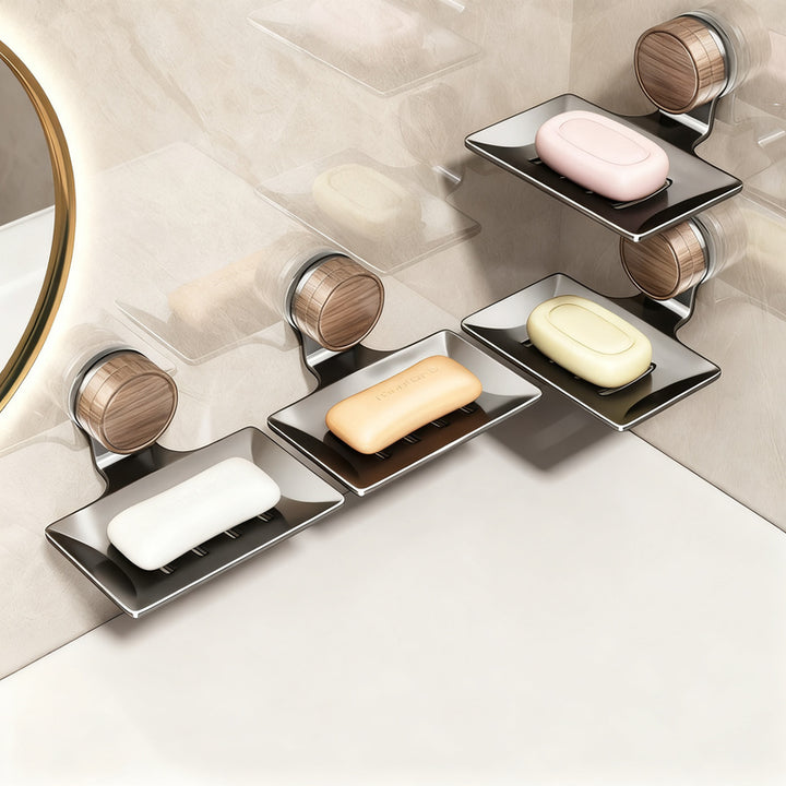 Double-layer soap dish with suction cup