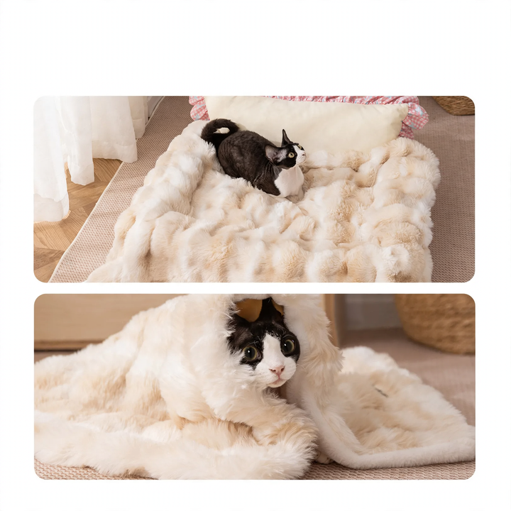 Rabbit fur pet blanket with tie-dye pattern