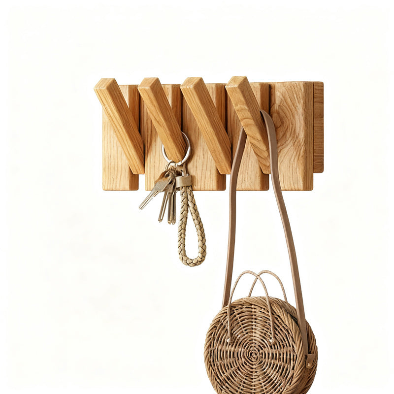 Wood Wall Rack Piano Keys Design, 4–12 Hooks