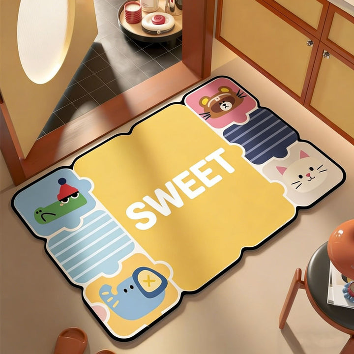 Cartoon doormat made of polyester, washable