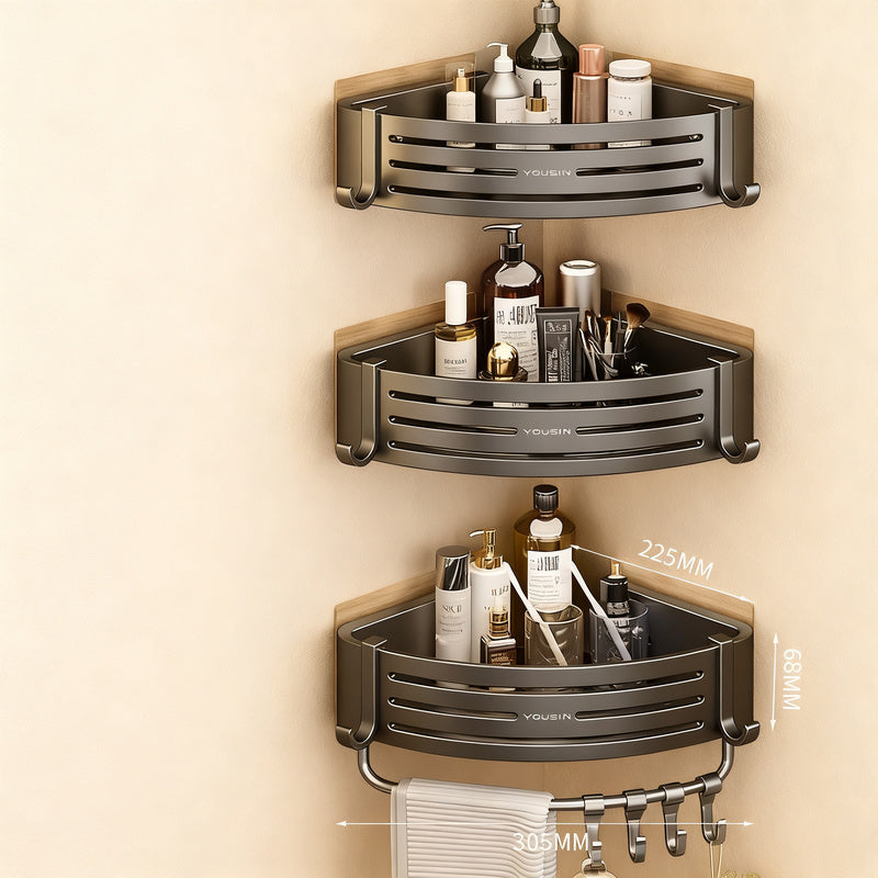 Triangle corner shelf for bathroom, no drilling