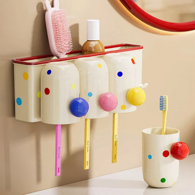 Toothbrush holder, wall mounted, no drilling