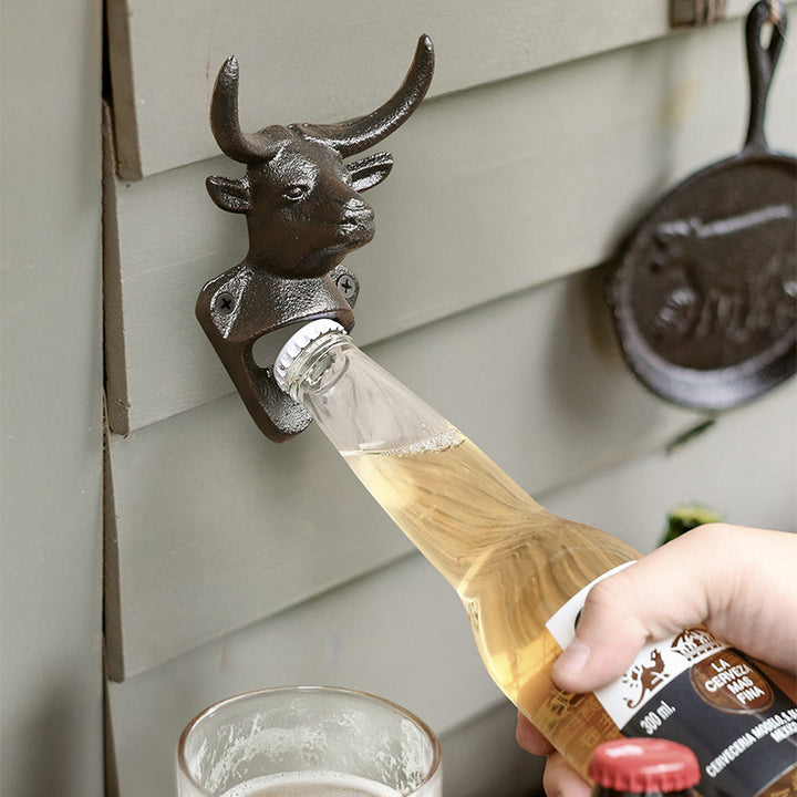 Wall bottle opener, iron, animal head design