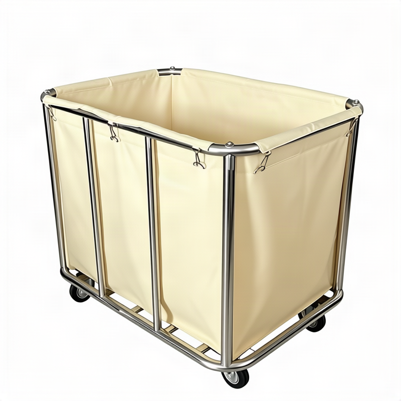 Stainless steel laundry cart with wheels