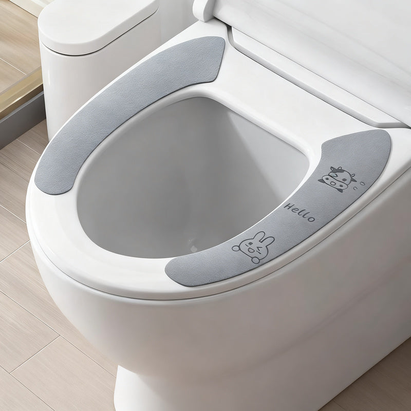 Plush toilet seat cover, self-adhesive