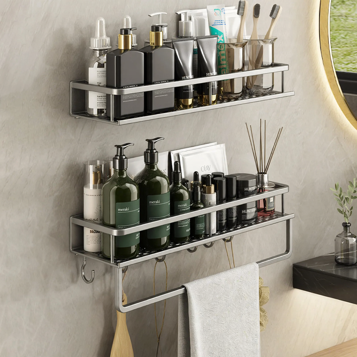 Wall shelf made of space aluminum, hole-free