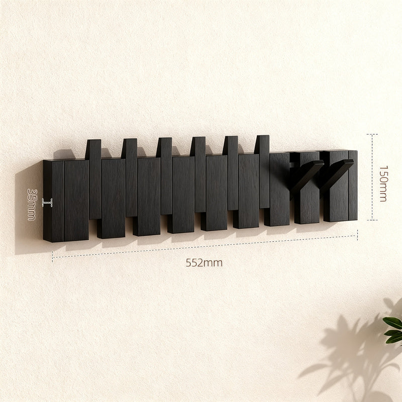 Wood wall coat rack made of beech, 3–12 hooks