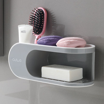 Double soap holder shelf, suction cup, plastic